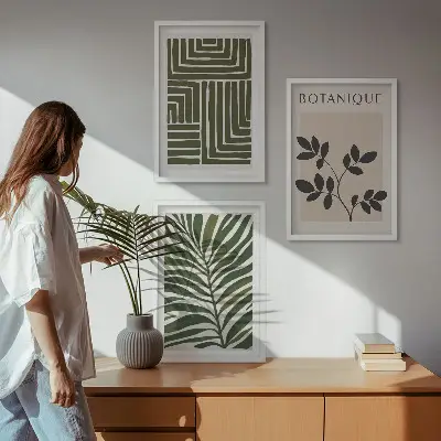 Nástenná galéria v štýle botanický boho minimalizmus
