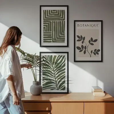 Nástenná galéria v štýle botanický boho minimalizmus