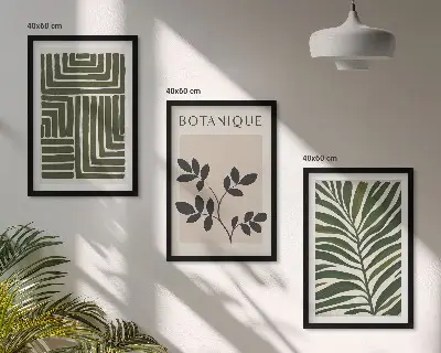 Nástenná galéria v štýle botanický boho minimalizmus