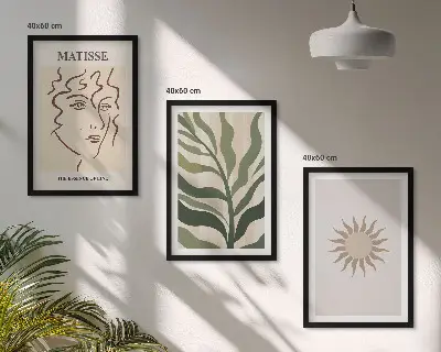 Sada nástenných dekorácií s abstraktnými rastlinnými vzormi