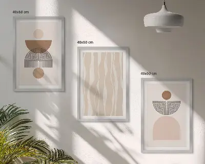 Sada nástenných dekorácií abstraktné tvary v hnedej a béžovej farbe