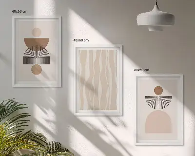 Sada nástenných dekorácií abstraktné tvary v hnedej a béžovej farbe