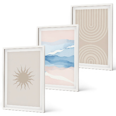Sada nástenných dekorácií Slnečné vlny abstraktné čiary pastel