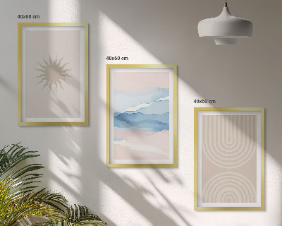 Sada nástenných dekorácií Slnečné vlny abstraktné čiary pastel