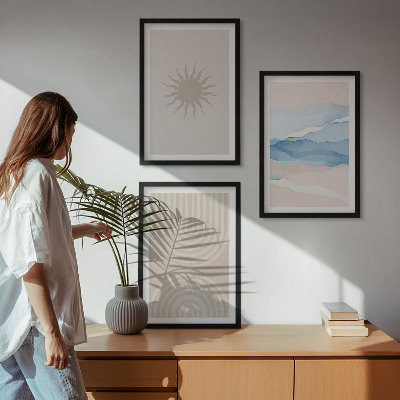 Sada nástenných dekorácií Slnečné vlny abstraktné čiary pastel