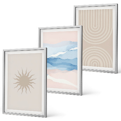 Sada nástenných dekorácií Slnečné vlny abstraktné čiary pastel
