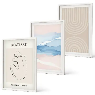 Nástenná galéria čiary vlny v pastelovom minimalizme