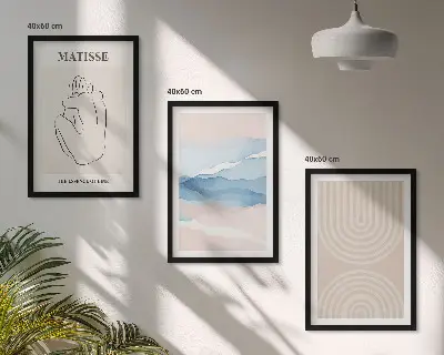 Nástenná galéria čiary vlny v pastelovom minimalizme