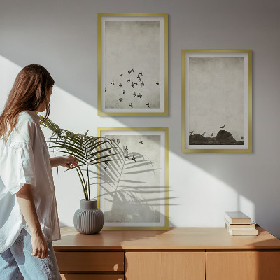 Sada nástenných dekorácií Vtáky za letu v minimalistickom štýle