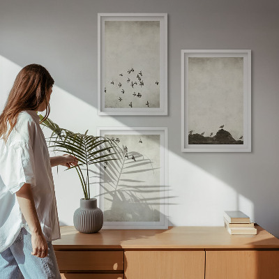 Sada nástenných dekorácií Vtáky za letu v minimalistickom štýle