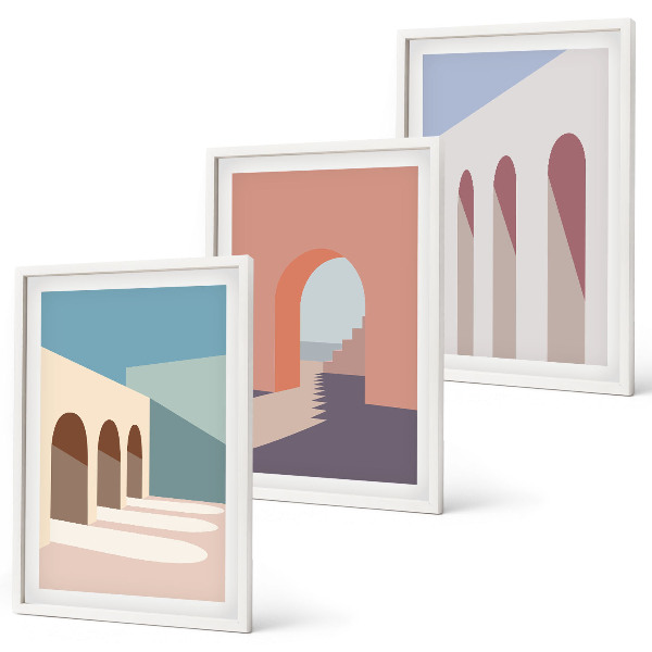 Sada nástenných dekorácií Pastelová architektonická grafika