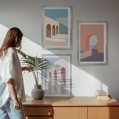Sada nástenných dekorácií Pastelová architektonická grafika