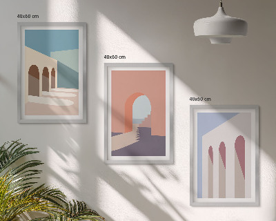 Sada nástenných dekorácií Pastelová architektonická grafika