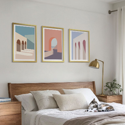 Sada nástenných dekorácií Pastelová architektonická grafika