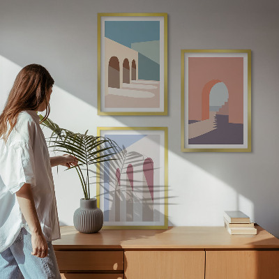 Sada nástenných dekorácií Pastelová architektonická grafika