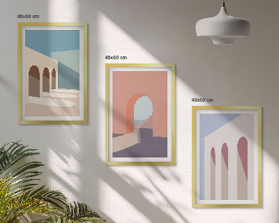 Sada nástenných dekorácií Pastelová architektonická grafika