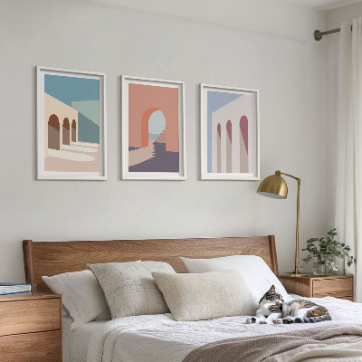 Sada nástenných dekorácií Pastelová architektonická grafika