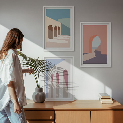 Sada nástenných dekorácií Pastelová architektonická grafika