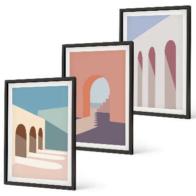 Sada nástenných dekorácií Pastelová architektonická grafika