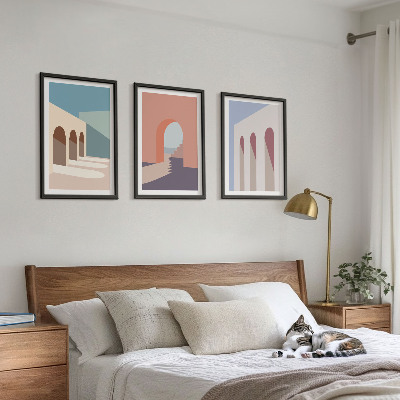 Sada nástenných dekorácií Pastelová architektonická grafika