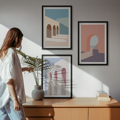 Sada nástenných dekorácií Pastelová architektonická grafika