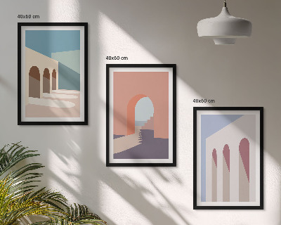Sada nástenných dekorácií Pastelová architektonická grafika