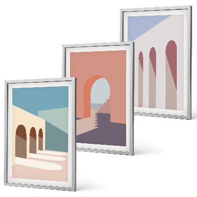 Sada nástenných dekorácií Pastelová architektonická grafika