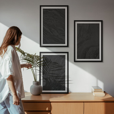 Sada nástenných dekorácií Elegantné textúry tmavého mramoru