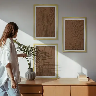 Sada nástenných dekorácií minimalizmus s textúrou kôry dreva