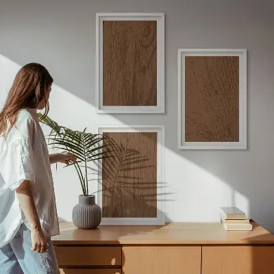 Sada nástenných dekorácií minimalizmus s textúrou kôry dreva