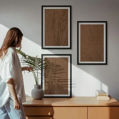 Sada nástenných dekorácií minimalizmus s textúrou kôry dreva