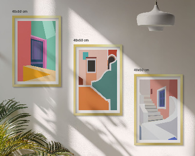Sada nástenných dekorácií Farebné ilustrácie budov