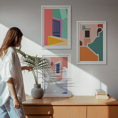 Sada nástenných dekorácií Farebné ilustrácie budov