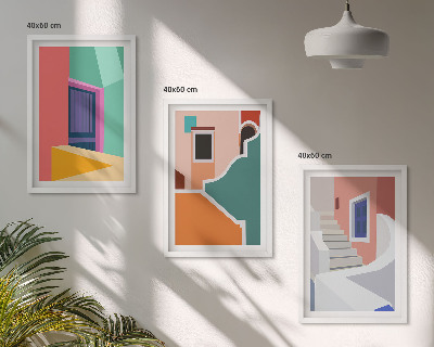 Sada nástenných dekorácií Farebné ilustrácie budov
