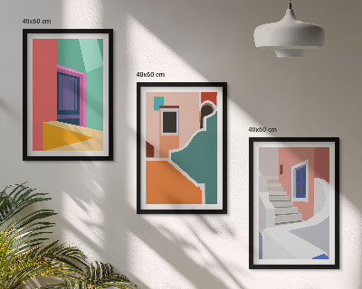 Sada nástenných dekorácií Farebné ilustrácie budov