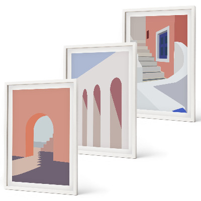 Sada nástenných dekorácií Minimalistické architektonické ilustrácie