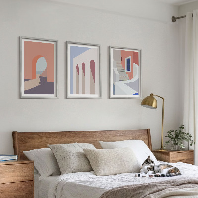 Sada nástenných dekorácií Minimalistické architektonické ilustrácie