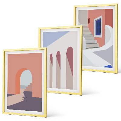 Sada nástenných dekorácií Minimalistické architektonické ilustrácie