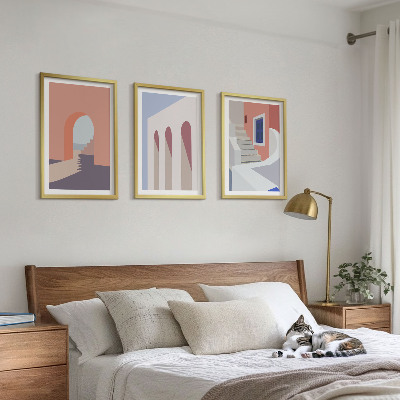 Sada nástenných dekorácií Minimalistické architektonické ilustrácie