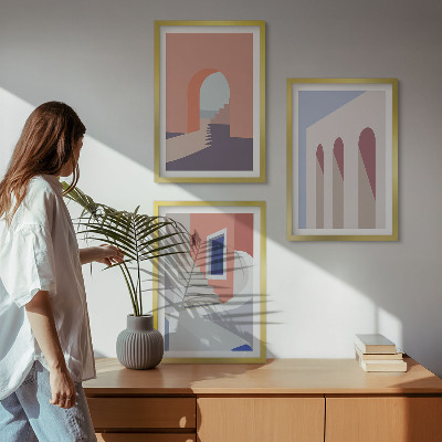 Sada nástenných dekorácií Minimalistické architektonické ilustrácie