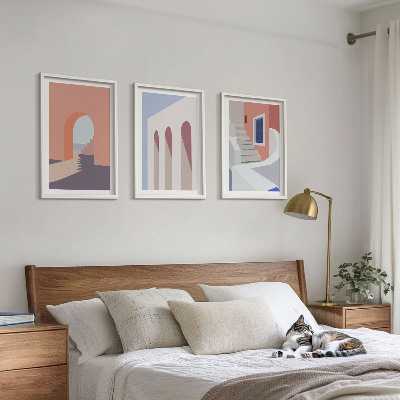 Sada nástenných dekorácií Minimalistické architektonické ilustrácie