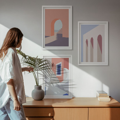Sada nástenných dekorácií Minimalistické architektonické ilustrácie