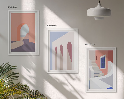 Sada nástenných dekorácií Minimalistické architektonické ilustrácie
