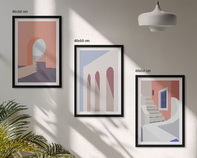 Sada nástenných dekorácií Minimalistické architektonické ilustrácie