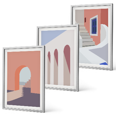 Sada nástenných dekorácií Minimalistické architektonické ilustrácie