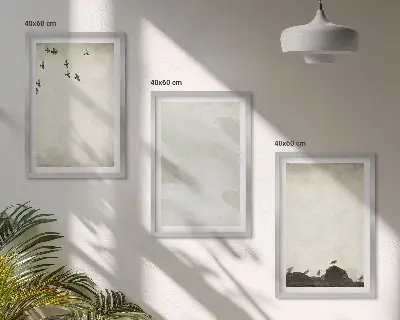 Sada nástenných dekorácií Vtáčie skaly s motívom ťahov štetcom