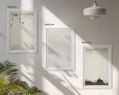 Sada nástenných dekorácií Vtáčie skaly s motívom ťahov štetcom