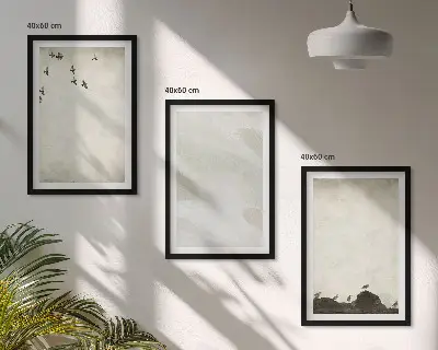 Sada nástenných dekorácií Vtáčie skaly s motívom ťahov štetcom