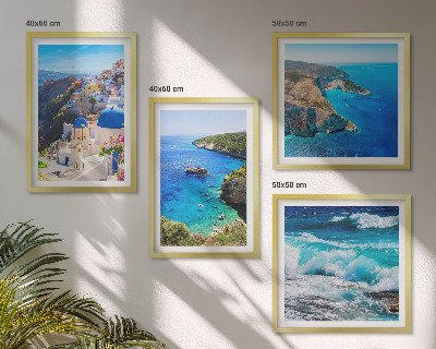 Zarámovaný set obrazov Grécke pohľady na Santorini Oia