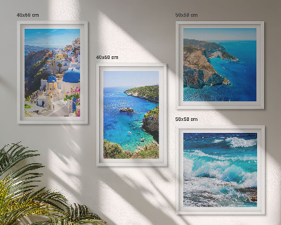 Zarámovaný set obrazov Grécke pohľady na Santorini Oia